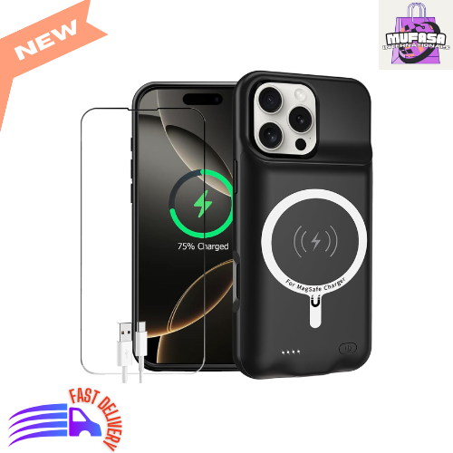 iPhone 16 Pro Max 12000mAh Battery Case with Wireless Charging and CarPlay Support in Black-image
