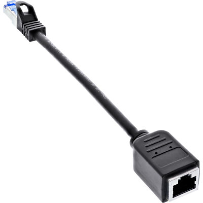 Patchkabel Einbau-Verlängerung S/FTP PiMf Cat.6A halogenfrei Kupfer schwarz 0,2m