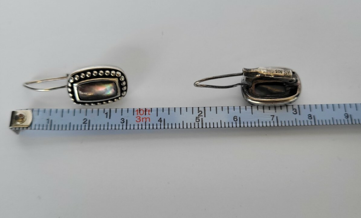 Sterling Silver Shell Earrings Marked - image 5