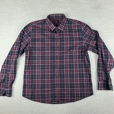 UNTUCKit Dress Shirt Mens XL Dark Blue Red Plaid Wrinkle Free Cotton Button Up