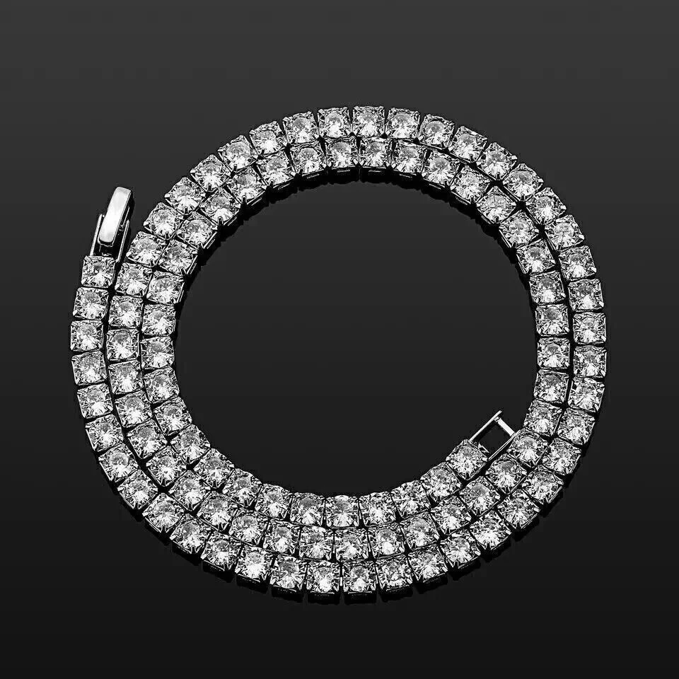 4MM 25Ct Round Cut Lab Created Diamond Tennis Necklace 14K White Gold Plated 18" - Image 2 of 4