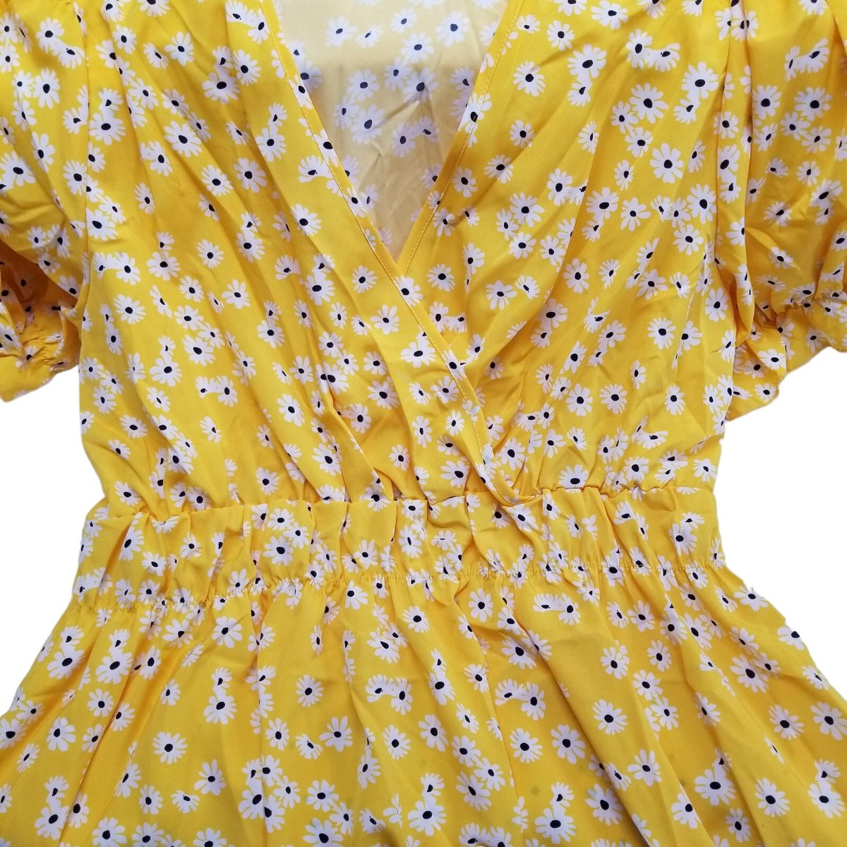 SHEIN CURVE Daisy Print Surplice V-Neck Peplum Top Womens SHEIN CURVE Daisy Print Surplice V-Neck Peplum Top Womens