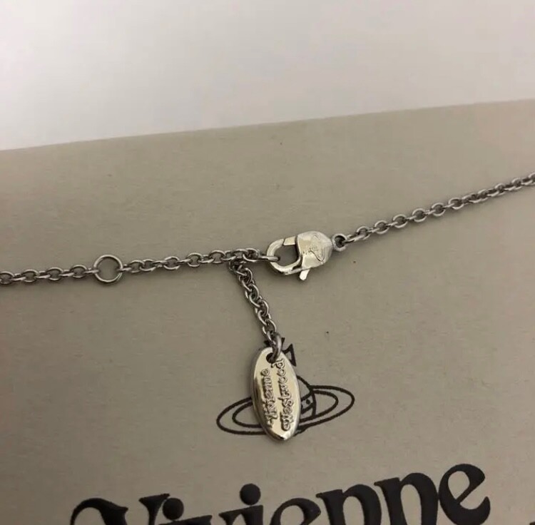 VIVIENNE WESTWOOD Necklace Tiny Orb Silver Light Blue Chain