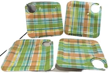 Set of 4 Melamine Appetizer Plates /w Beverage Cutout by Dennis East 8” square