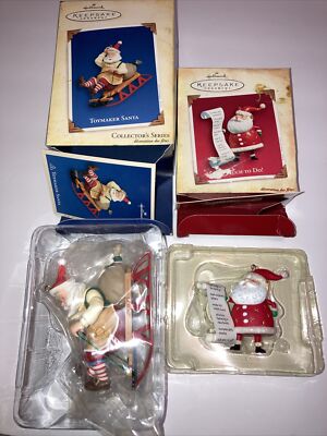 2004/2005 Hallmark Ornament ''Toymaker Santa'' Sled and   So Much To Do  List