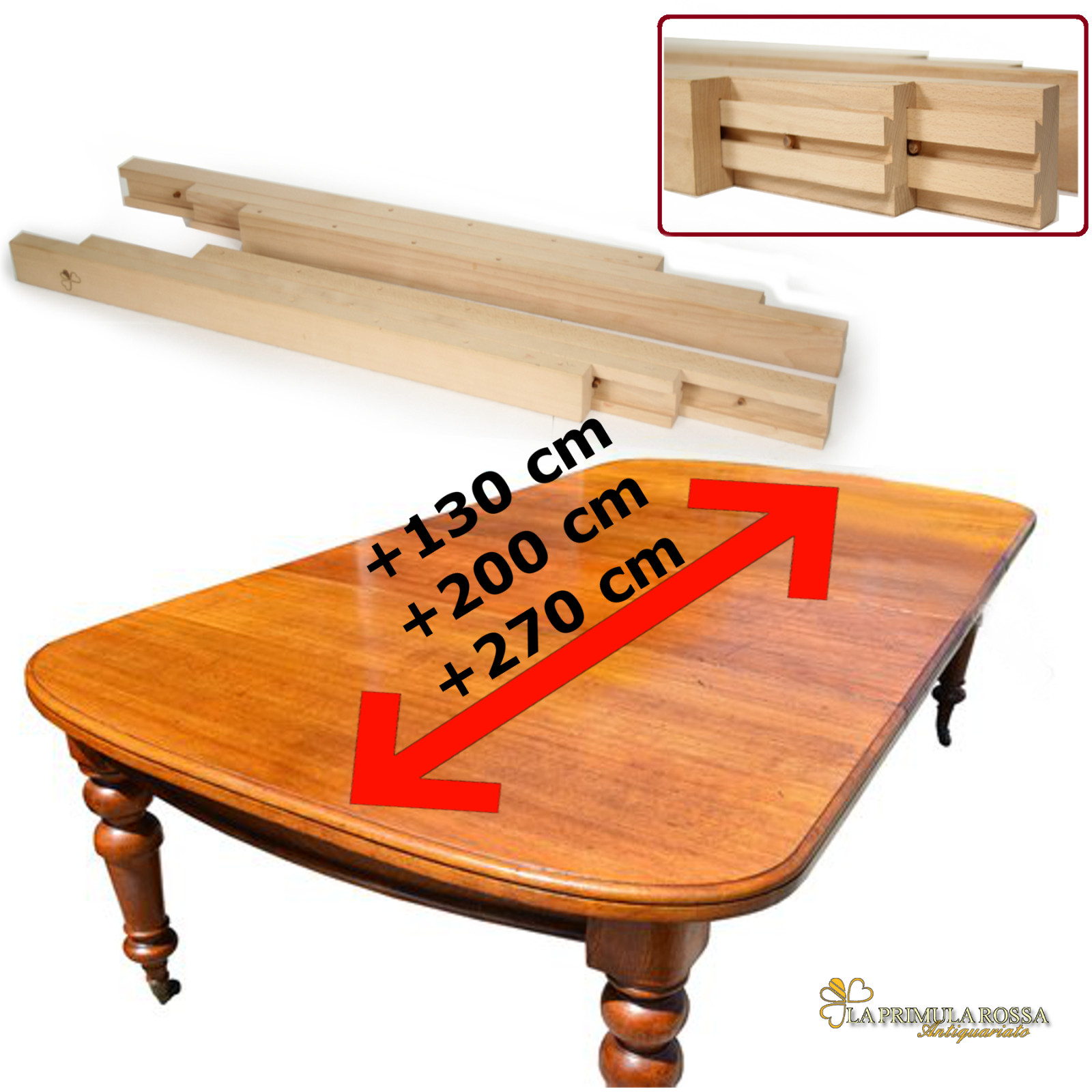 Guide in legno per allungare tavolo antico