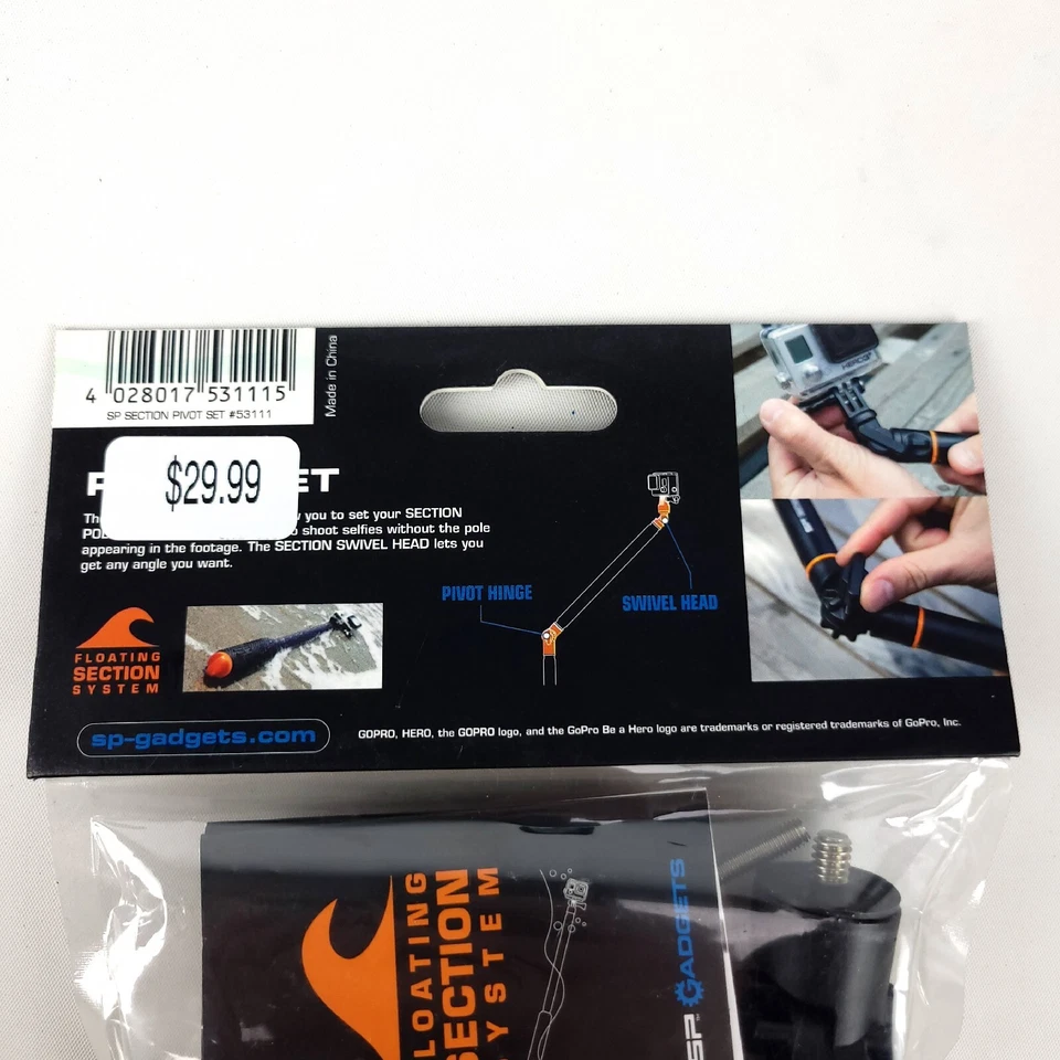 SP Gadgets Selfie Stick Section Pole Pivot Set Swivel Head Suitable For GoPro - Image 4 of 4