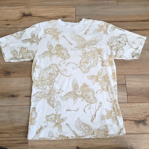 Vintage Avirex Dragon Y2K Shirt Mens 2XL Tiger Eagle AOP Affliction Style White