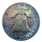 1955 Rainbow Toned Franklin Half Dollar BU-Unc. FBL 50c 90% Silver U.S Coin # 51