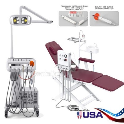 Portable Dental Delivery Unit System Air Compressor With Surgical Lamp /Chair