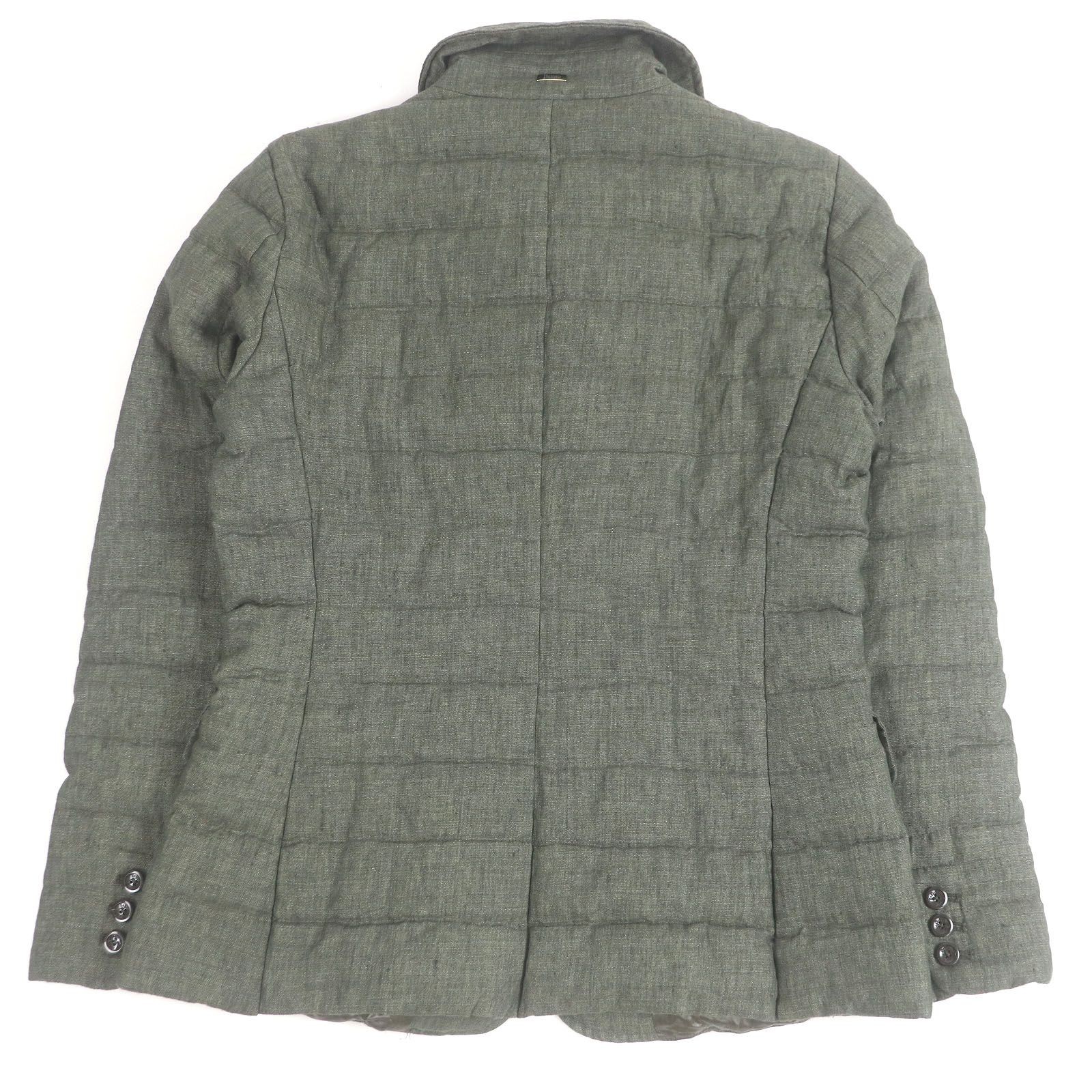 Herno Linen Logo Button Puffer Down Jacket Khaki … - image 4