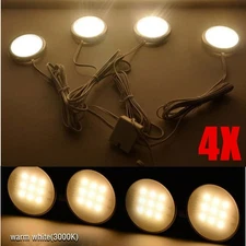 4PCS Under Cabinet Lighting Kit LED Kitchen Counter Closet Puck Light Lamp New