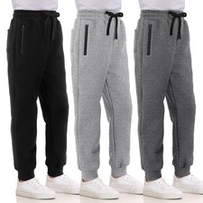 3 Pack Boys Sweatpants Fleece Cotton Athletic Pants Boys Joggers with Zipper ...