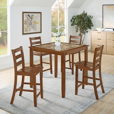 Piece Wood Dining Table Set Kitchen Breakfast Furniture with