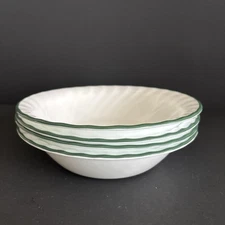 Set of 4 Corelle Callaway Green Ivy Soup Cereal Bowls 7" White Swirl USA EUC