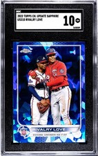 2022 Topps Chrome Update Sapphire US310 Rivalry Love Soto Albies SGC 10 GEM MINT