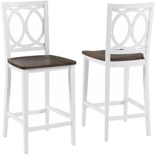Charlotte Wood Counter Height Bar Stools Set of 2, Kitchen and Dining Stool, ...
