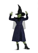  Wicked Elphaba Deluxe Children's Costume Dress Cape & Hat Girls 7-8 Medium NEW