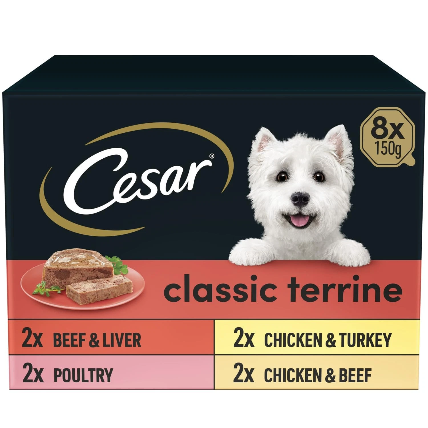 Cesar ClassicTerrine Dog Food Wet - Mixed Selection in Jelly, 8x150g (Pack of 3)