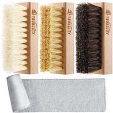 3PCS Dual Sided Sneaker Cleaning Brush Set Shoe Cleaner Kit with Boar Plasti
