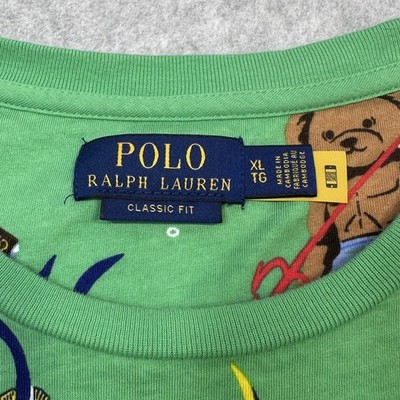 Polo Ralph Lauren Shirt Mens XL Green Bear Snorkeling Ocean Marine