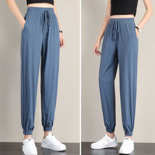 Felpa donna asciugatura rapida con tasche piedi legati joggers sportivi sportivi