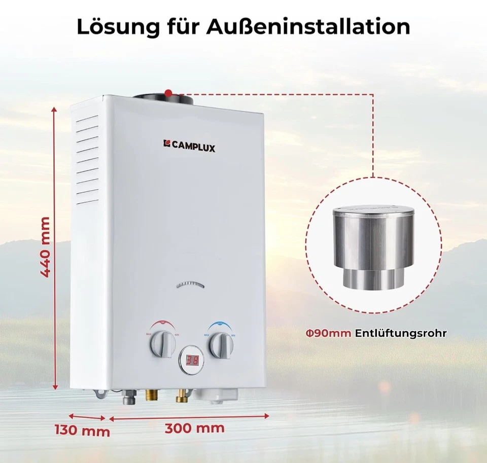 CAMPLUX 11kW  6L Instant Gas Water Heater with Rain Cap RRP £209.99 - Image 4 of 4