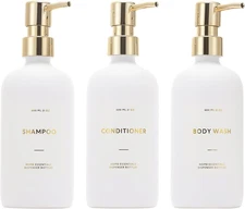 Shampoo and Conditioner Dispenser, 21Oz 3-Pack Refillable Pump Bottles