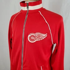 Detroit Red Wings CCM Track Jacket Adult Large Zip Up Sewn Logo Cotton Poly, NHL
