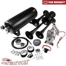 Train Horn Kit 1.5G Air Tank 150psi 4 Trumpets For Truck Car Semi Loud System
