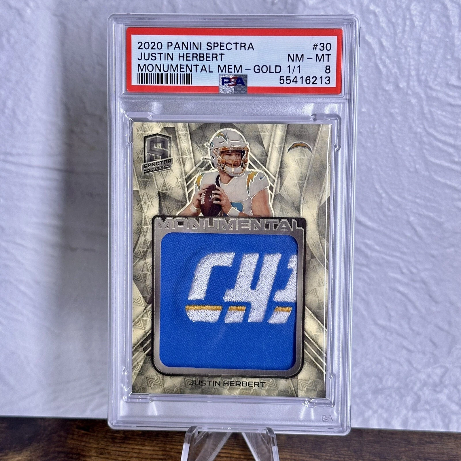 Justin Herbert Panini Spectra Monumental Memorabilia #30 Gold 1/1