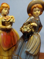 My Estate Sale! Delightful Ladies Ceramic Baskets Flowers Long Dresses 1940s?