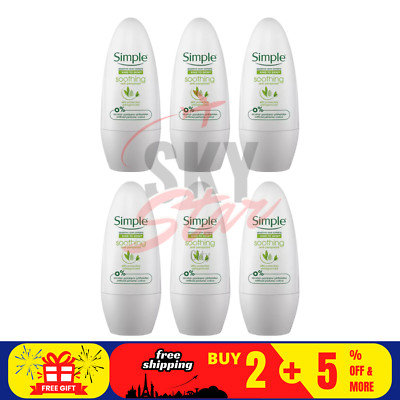 6 X Simple Soothing Anti-Perspirant Roll-On Deodorant For Sensitive Skin