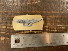 ORIGINAL VINTAGE AIR WARFARE WINGS BRASS BELT BUCKLE