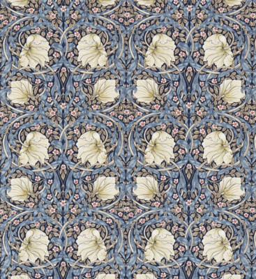 WILLIAM MORRIS CURTAIN FABRIC Pimpernel 3.9 METRES INDIGO AND HEMP LINEN BLEND