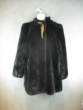 Borgazia Coat Womens Large Black Faux Fur Deep Pile Mob Wife Glam  80s