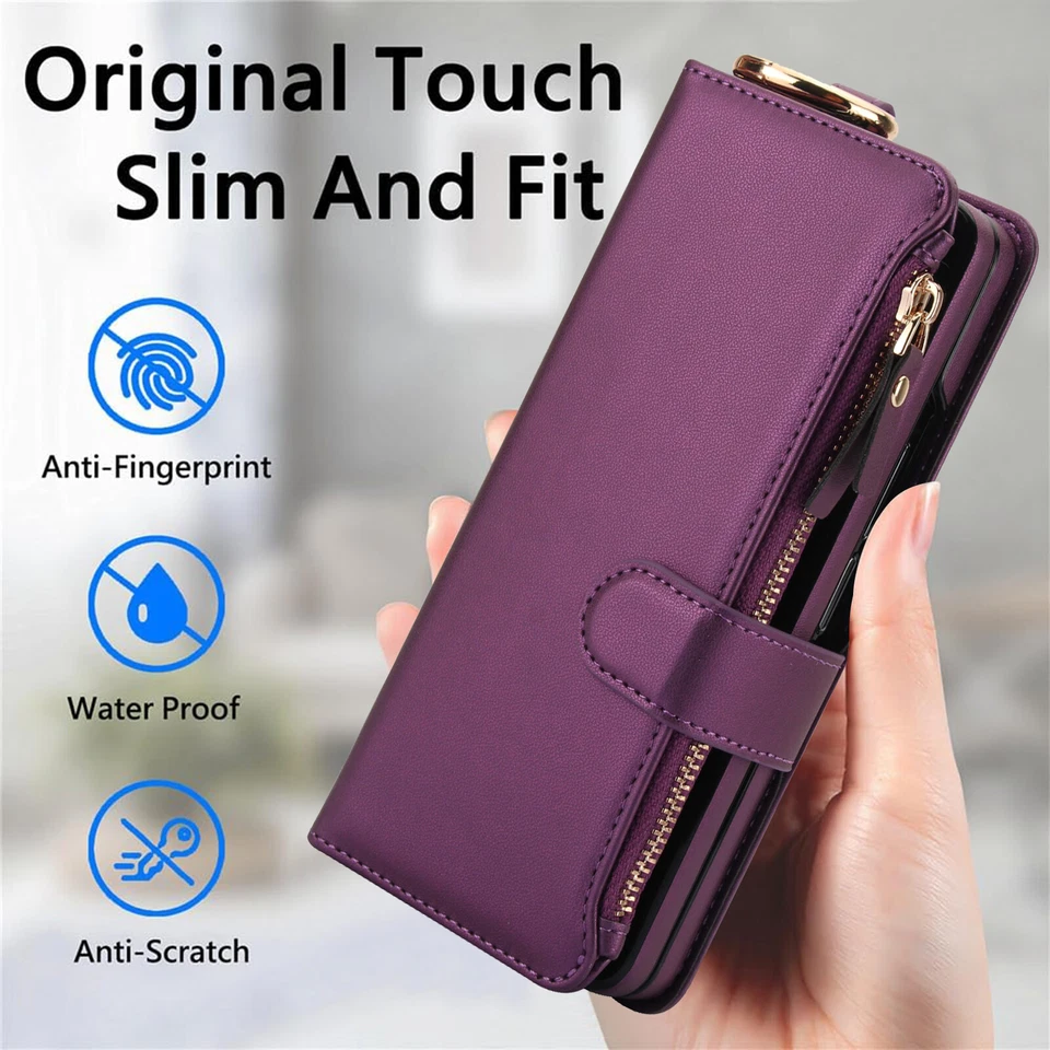 Funda tipo billetera con cremallera de cuero PU con cordón para Samsung Galaxy Z Fold7 6 5 4 3 Foto 4 de 4