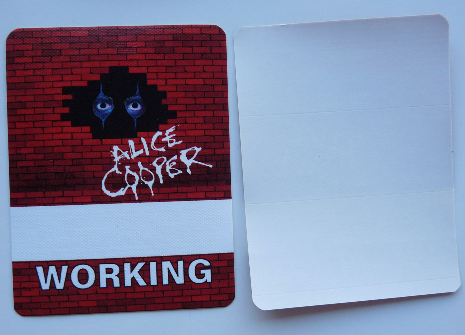 Alice Cooper Brick Wall Concert Tour Red Working Backstage Pass