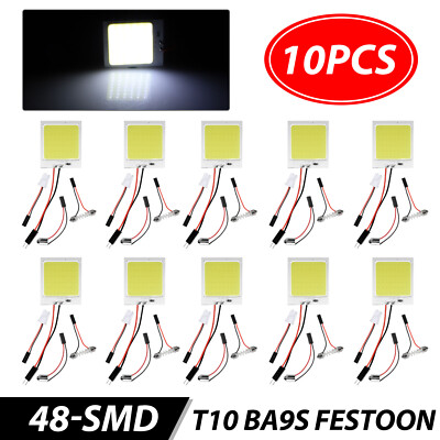 10pcs 48SMD Panel LED Festoon T10 BA9S Car Interior Dome Map Light Bulbs White