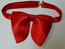 Handmade Oversized Red Satin Bow tie Vintage style 70`s Wedding Prom Gift 4 Him