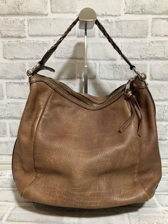 Auth GUCCI Handbag Tote Bag Purse Leather Brown Beige used from Japan