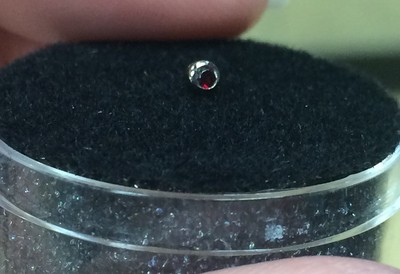 Industrial Strength Micro Gem Internal 16 Gauge Titanium Swarovski Red