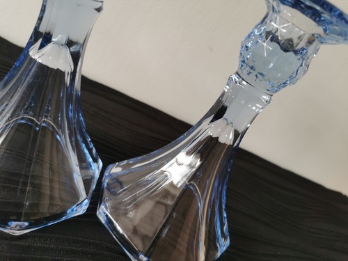 French Art Deco Style Vintage Cornflower Blue Candle Holders - Picture 9 of 10