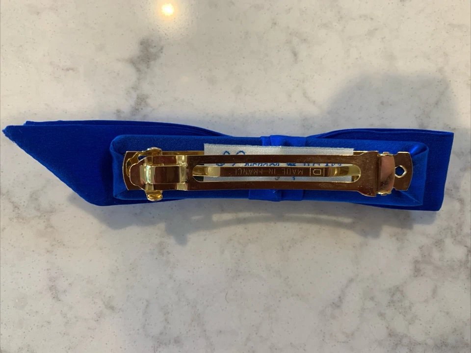 France Luxe L. Erickson Silk Charmeuse Bermuda Bow Barrette Blue - Image 2 of 4