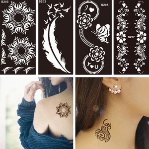 1 Sheet Black Flower Style Henna  Stencil  Body Art 