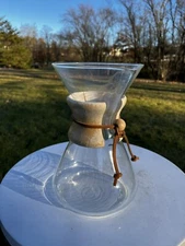 Chemex Glass 8 Cup Pour Over Coffee Maker Carafe With Wood Collar Leather Tie