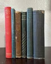 6 ct Decorative 1910-40's Books Instant Library Antique Small Staging Red/Blue