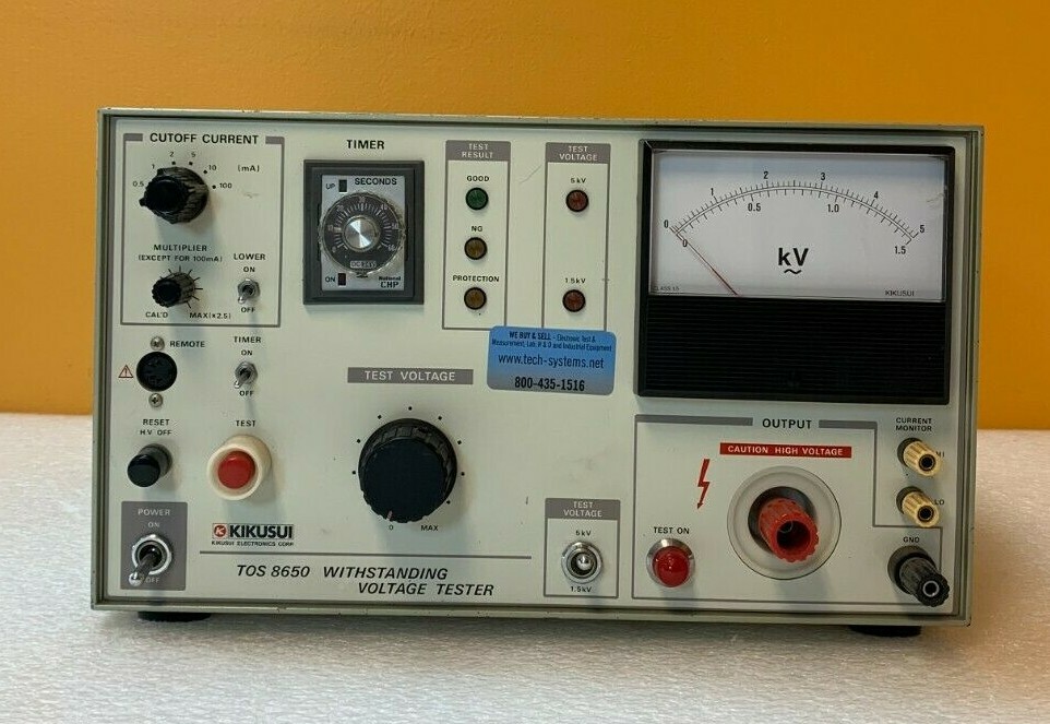 Kikusui TOS8650 0 to 1.5 / 0 to 5 kV, AC Withstanding Voltage