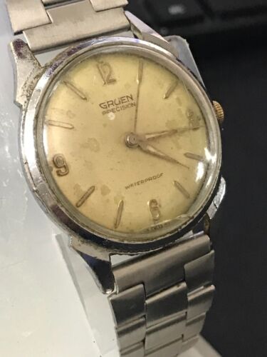 Vintage Gruen 34mm Cream Dial Mechanical Manual Wind Men's Watch, Runs (Lot1910) - Picture 3 of 11
