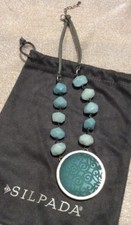 SILPADA New Sterling Silver Blue Quartzite Etched Pendant Necklace Retired